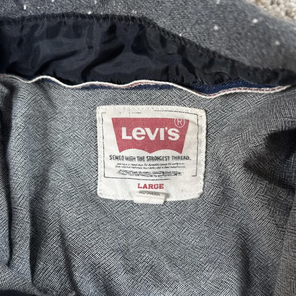 Levis Shirt Jacket‎ Mens Large Gray Wool Blend Lined Western Stripe Shacket - Picture 2 of 12